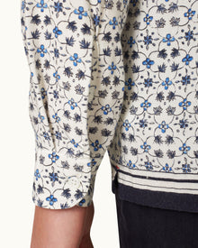 Ridley Fiore Print Relaxed Fit Resort Placket Overhead Shirt in Cashew Colour | Cashew