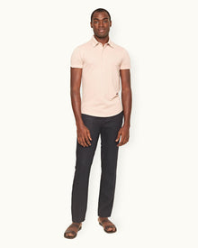 Sebastian Silk Tailored Fit Cotton-Silk Polo Shirt In Seashell Pink | Seashell Pink
