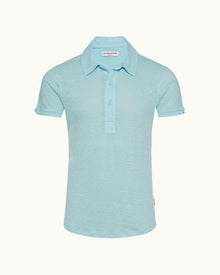 Sebastian Linen Pool Tailored Fit Linen Polo Shirt | Pool