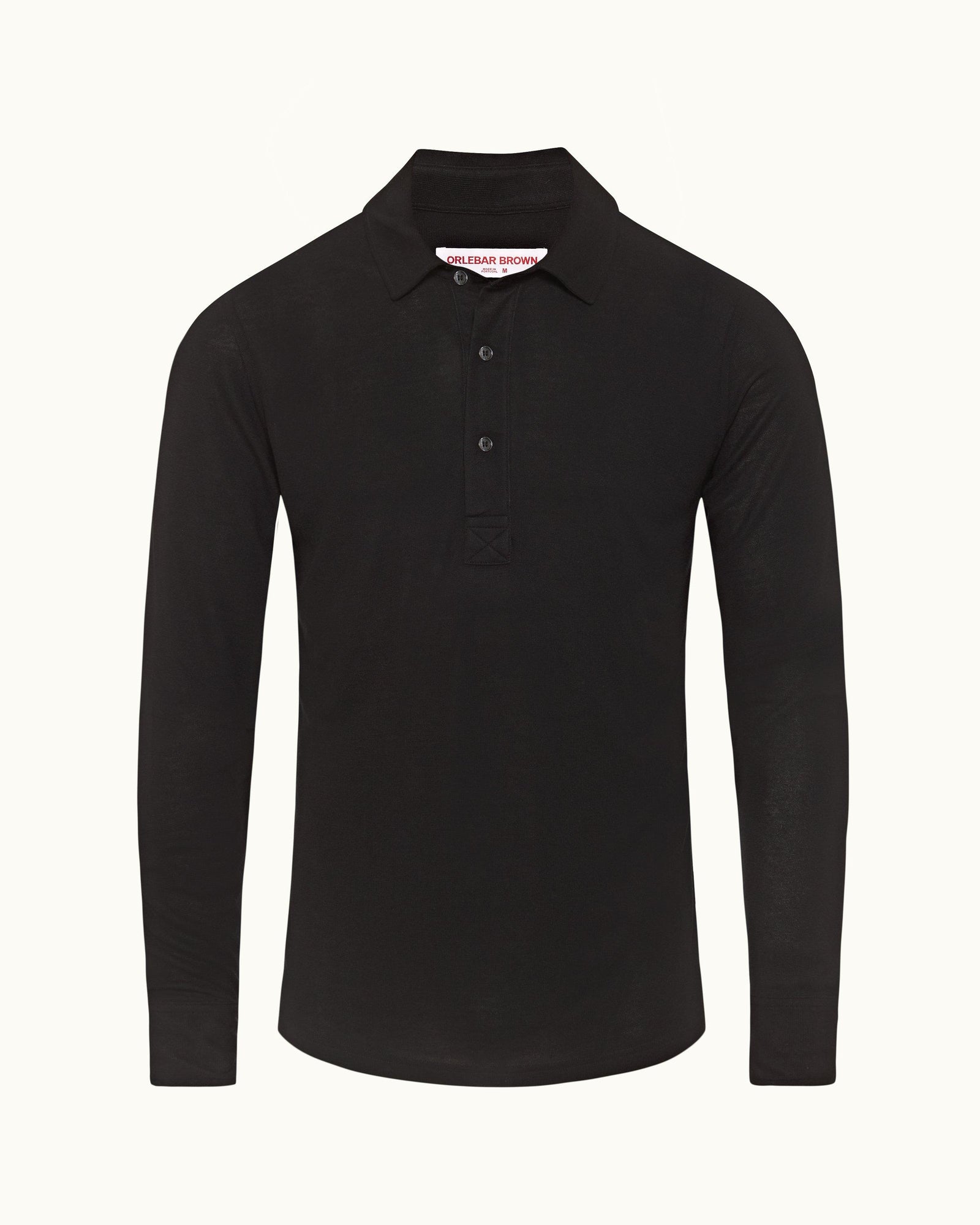 Sebastian Cashmere Black Tailored Fit Long-Sleeve Cashmere Polo Shirt | Black