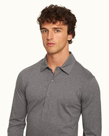 Cinder Tailored Fit Long-Sleeve Cotton-Silk Polo Shirt | Cinder