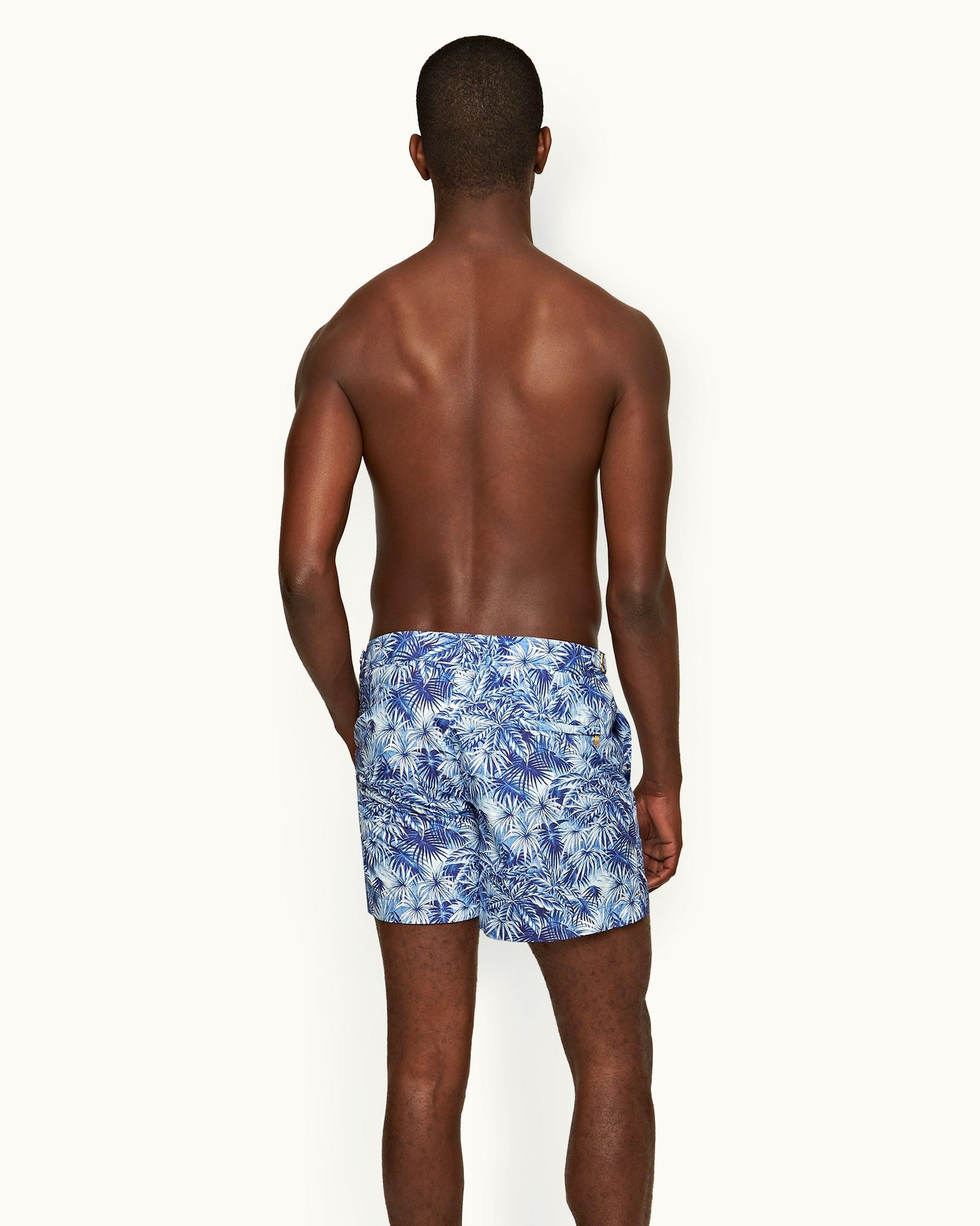 Setter Lagoon Blue Palmed Shorter-Length Swim Shorts | Lagoon Blue
