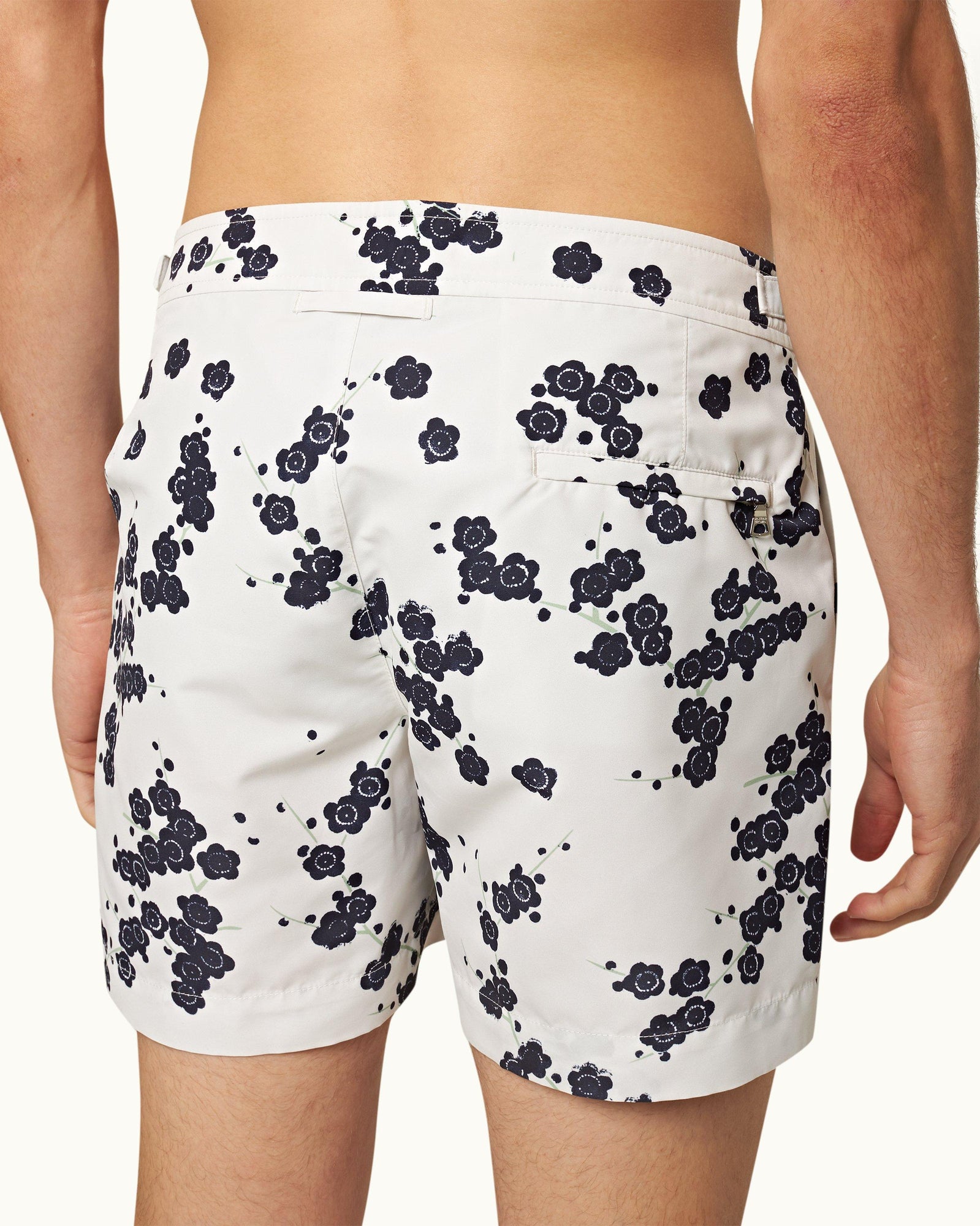 Blossom Print Shorter-Length Swim Shorts In Night Iris Blue/Plum Colour | Night Iris