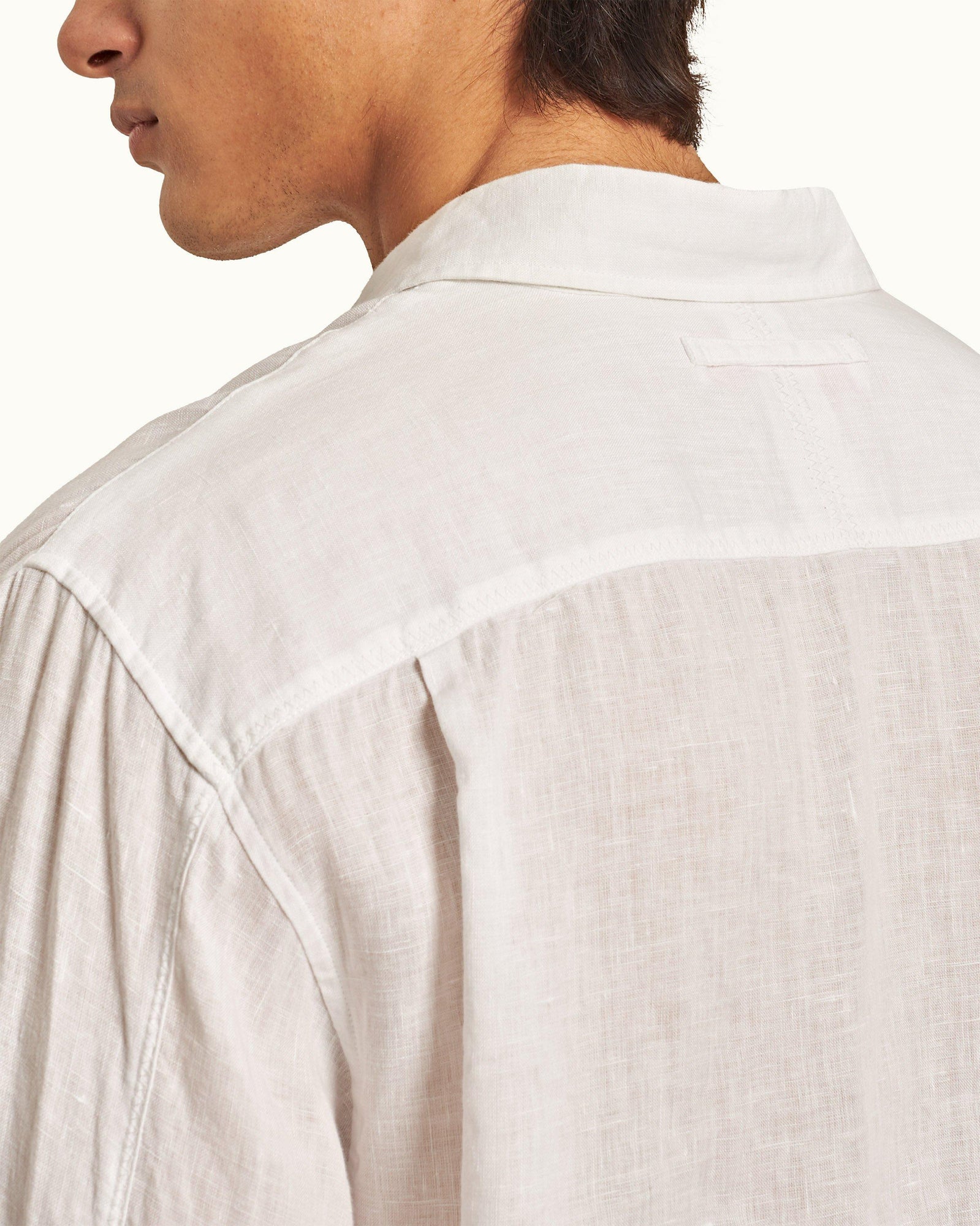 White Relaxed Fit Overhead Laundered Linen Shirt | White