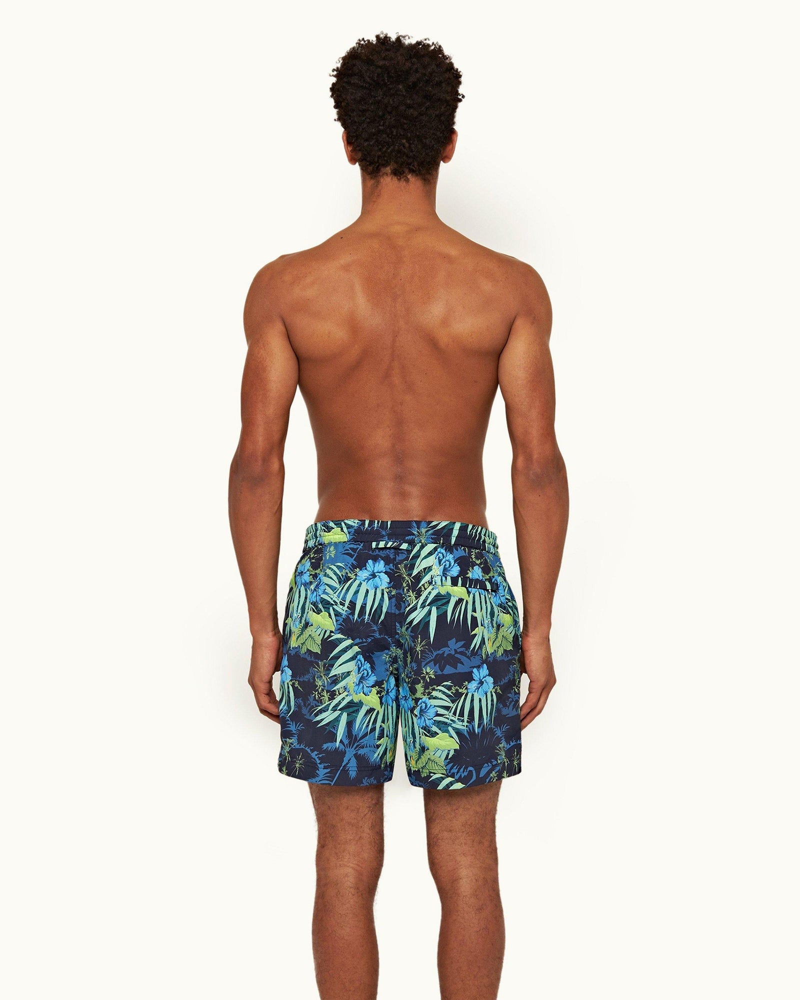 Night Iris Islet Print Mid-Length Drawcord Swim Shorts | Night Iris