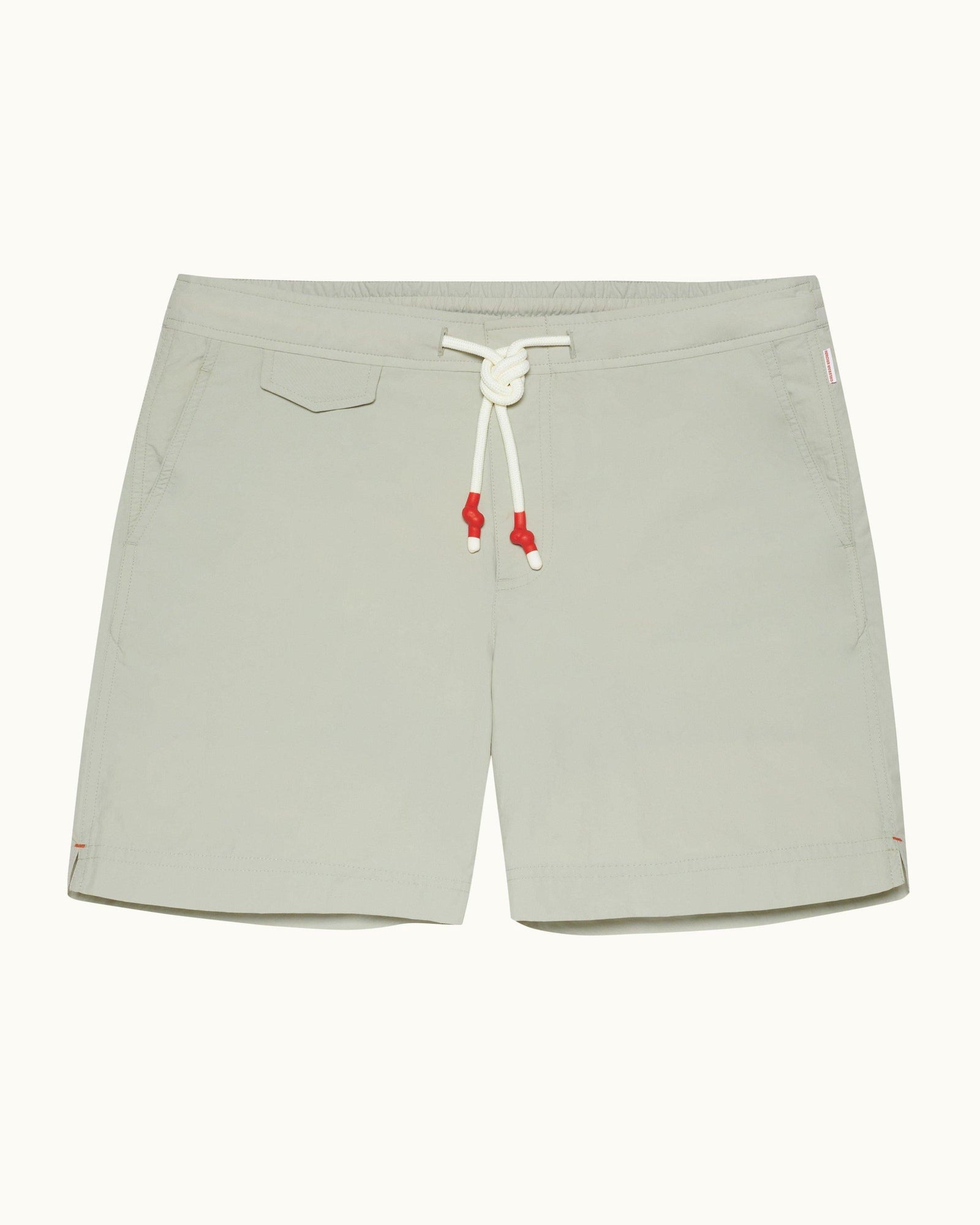 Cliff Grey Mid-Length O.B Stripe Drawcord Swim Shorts | Cliff Grey