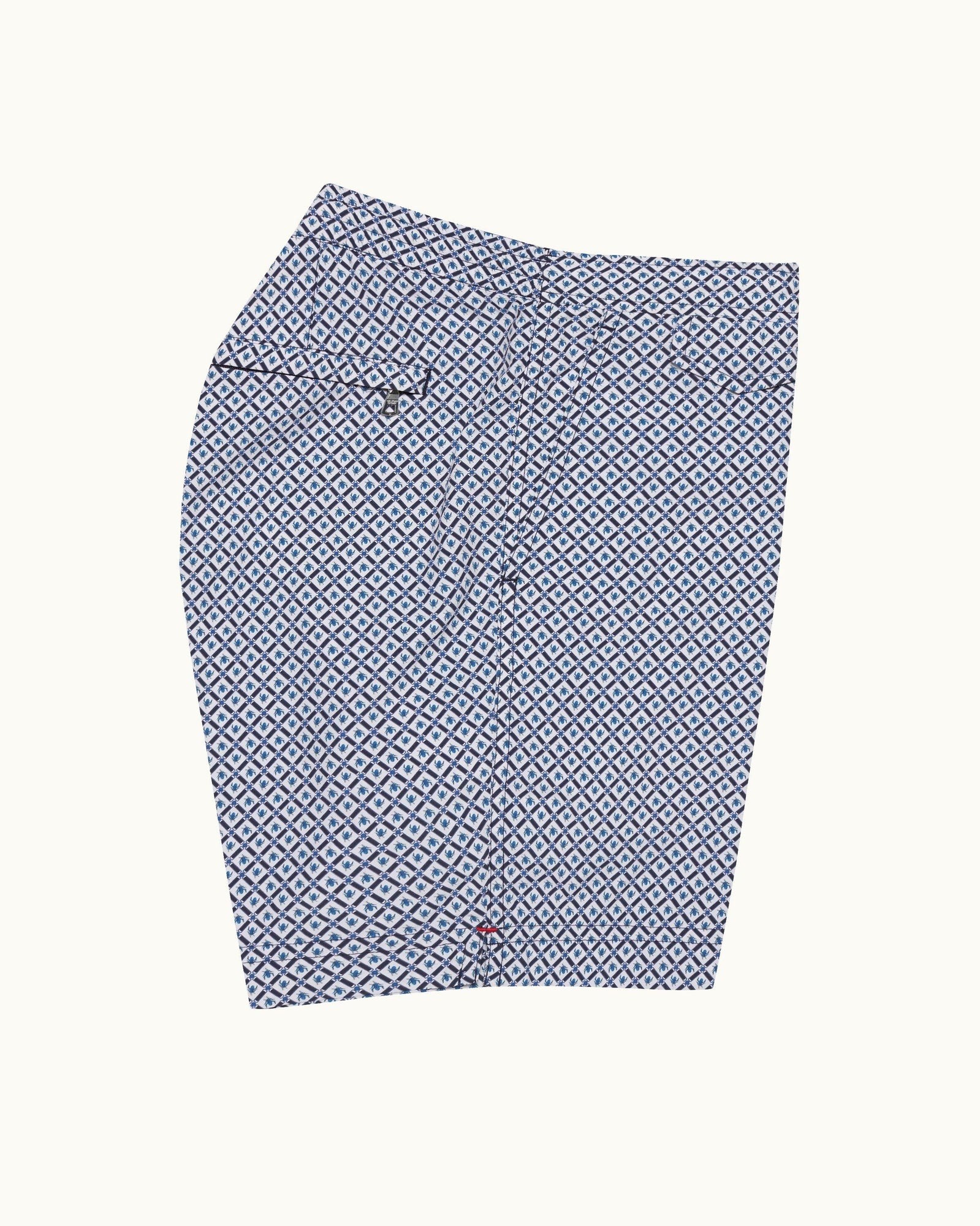 Standard Geo Print Mid-Length Drawcord Swim Shorts in Springfield Blue/White Sand colour | Springfield Blue/White Sand