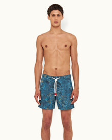 Night Iris/Cerulean Tropic Nightfall Mid-Length Drawcord Swim Shorts | Night Iris/Cerulean