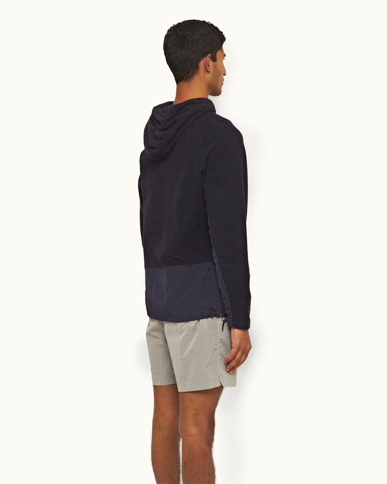 Night Iris Classic Fit Hooded Cotton Pique Towelling Sweatshirt | Night Iris