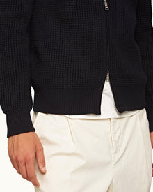 Night Iris Classic Fit Zip-Through Merino Jumper | Night Iris