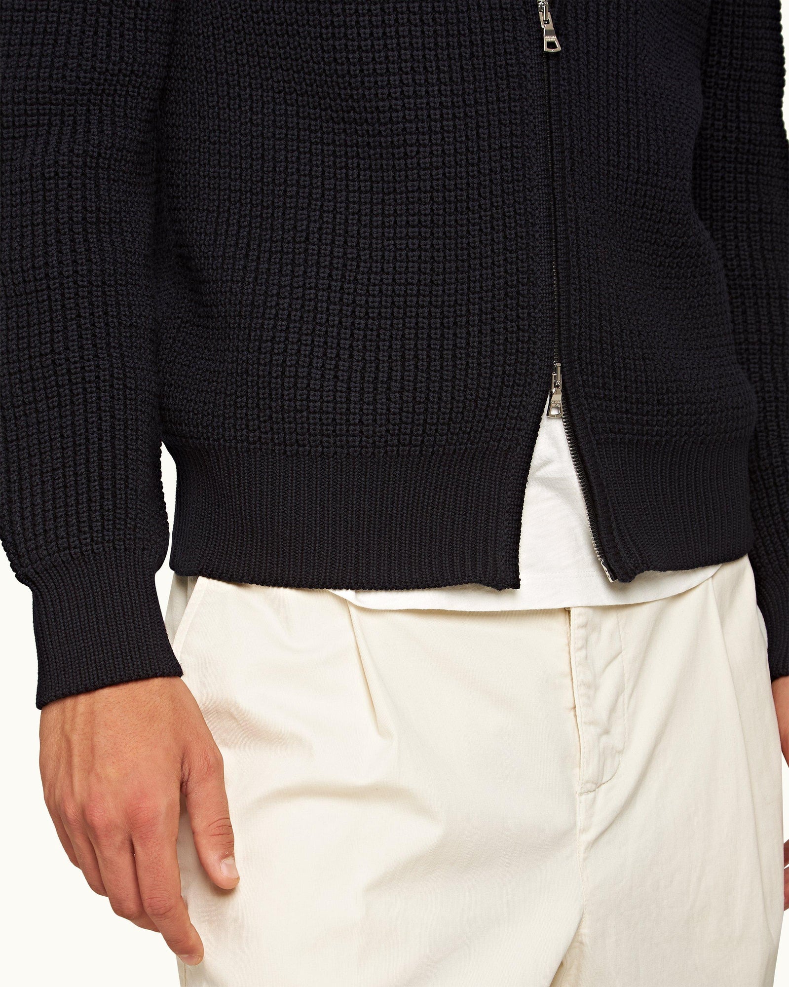 Night Iris Classic Fit Zip-Through Merino Jumper | Night Iris