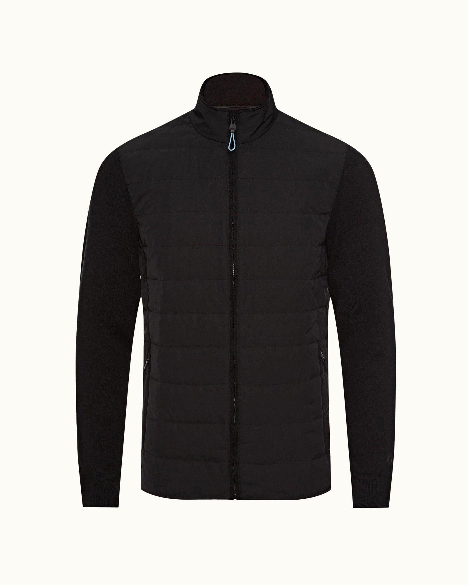 Terence Black Showerproof Milano Rib Sleeve Jacket | Black