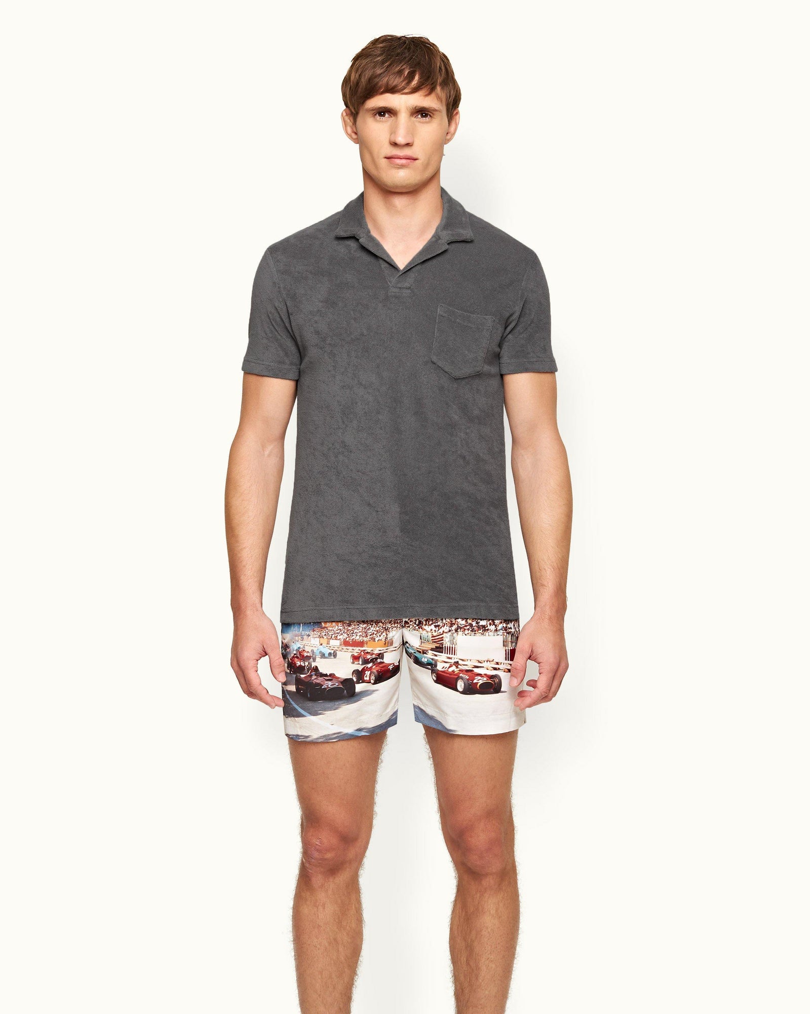 Terry Towelling Granite Towelling Resort Polo Shirt | Granite