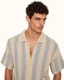 Thomas Crochet Stripe Organic Cotton Shirt | Light Sky Pool/White Sand
