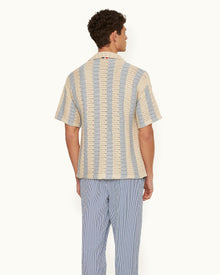 Thomas Crochet Stripe Organic Cotton Shirt | Light Sky Pool/White Sand