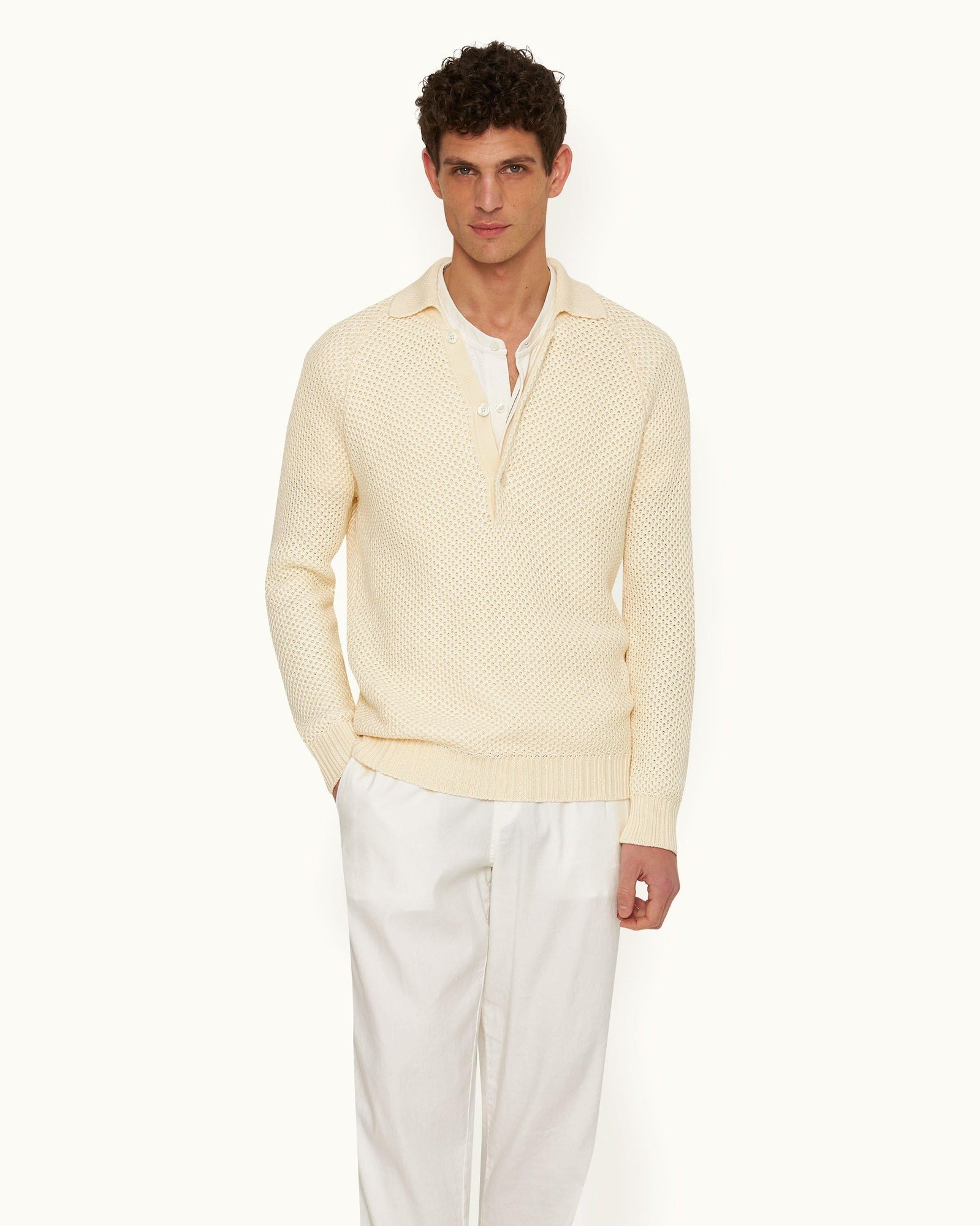 Kids | Twain Relaxed Fit, Italian Made, Textured Knit Overhead Jumper in Thasos Beach | Thasos Beach