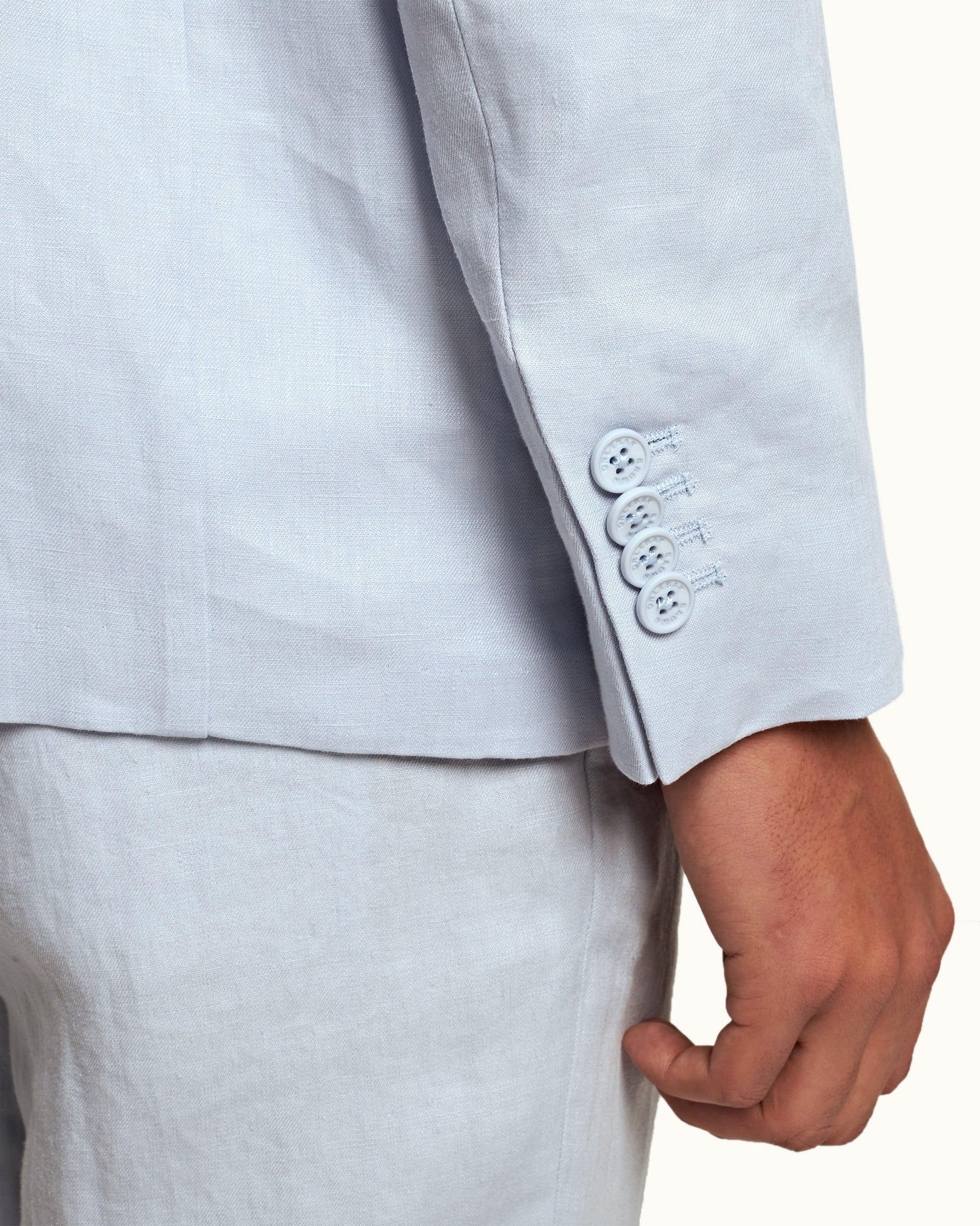 Light Island Sky Unstructured Two-Button Linen blazer | Light Island Sky