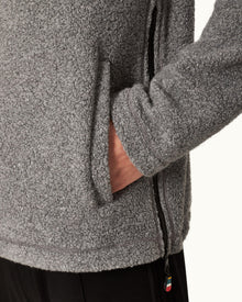 Vetle Grey Melange Relaxed Fit Hooded Fleece Sweatshirt | Grey Melange