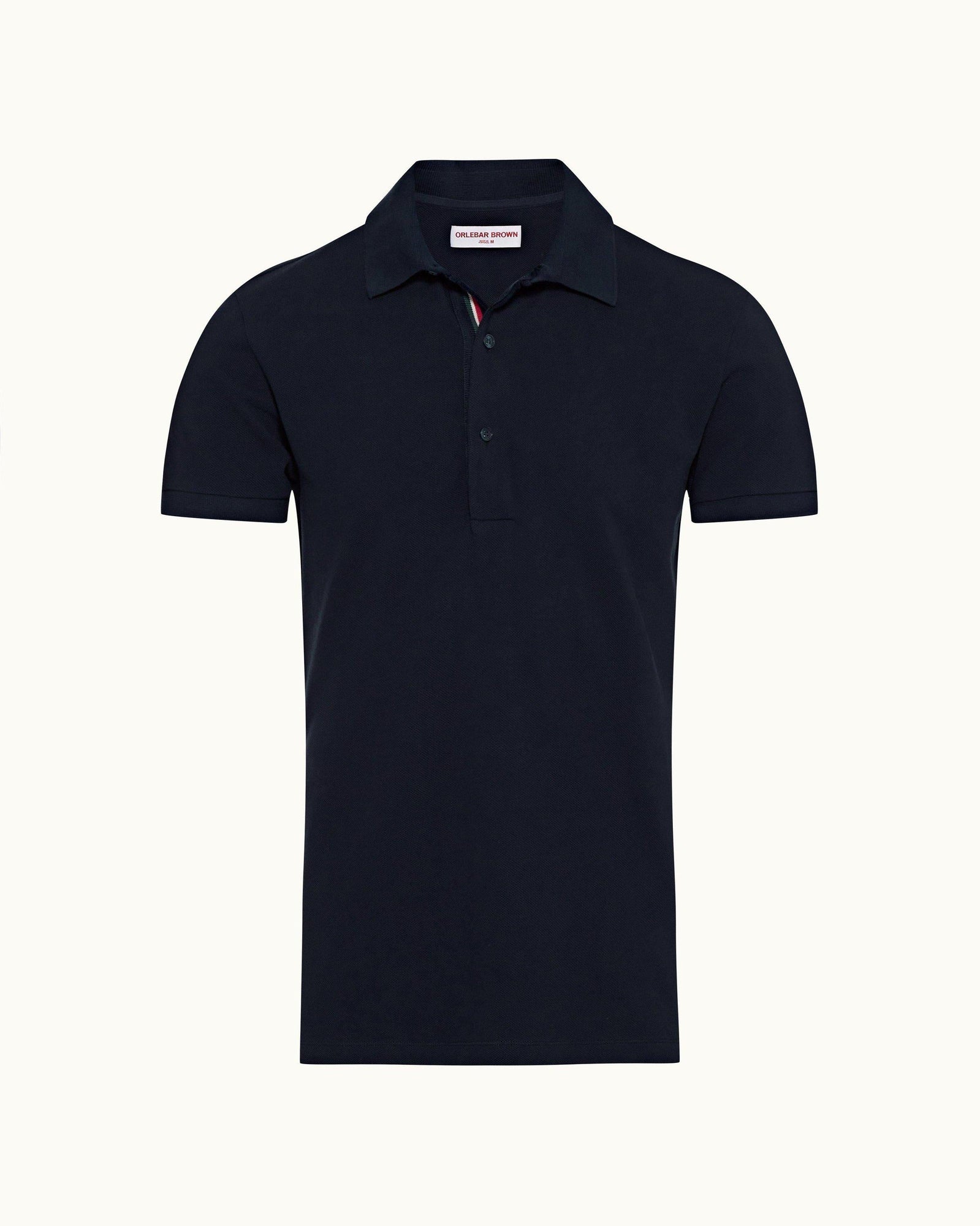 Navy O.B Stripe Organic Cotton Polo Shirt | Navy