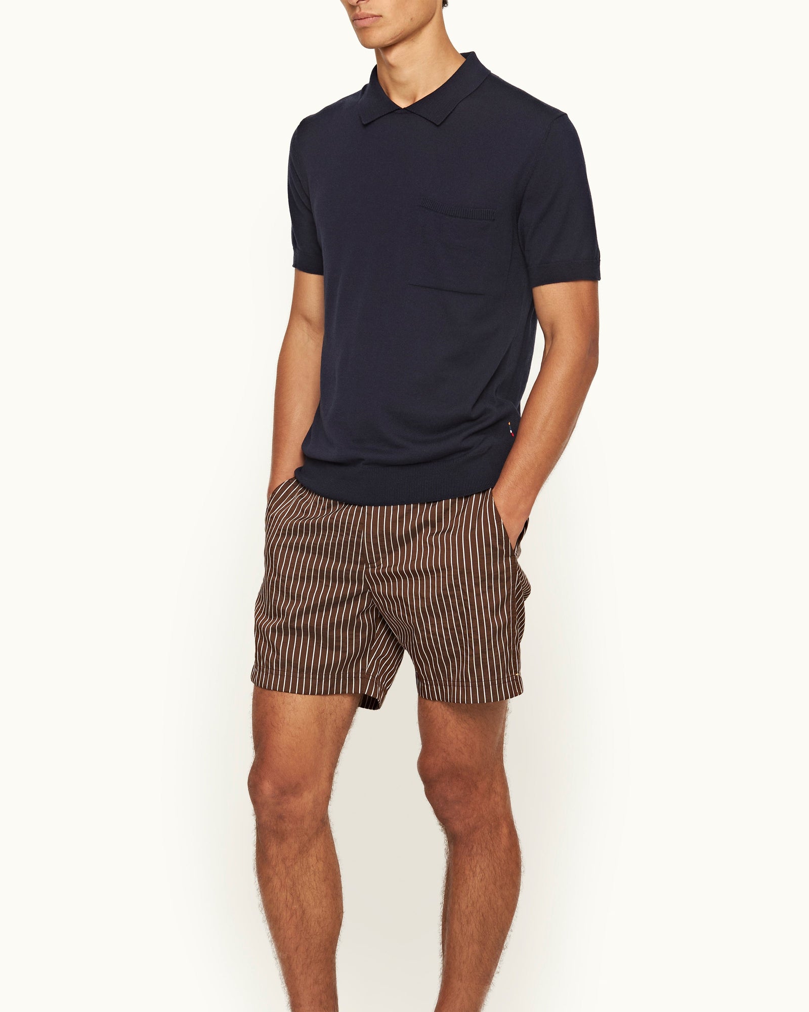 Wilder Classic Fit Fine Knit Cotton & Cashmere Polo Shirt in Night Iris | Night Iris