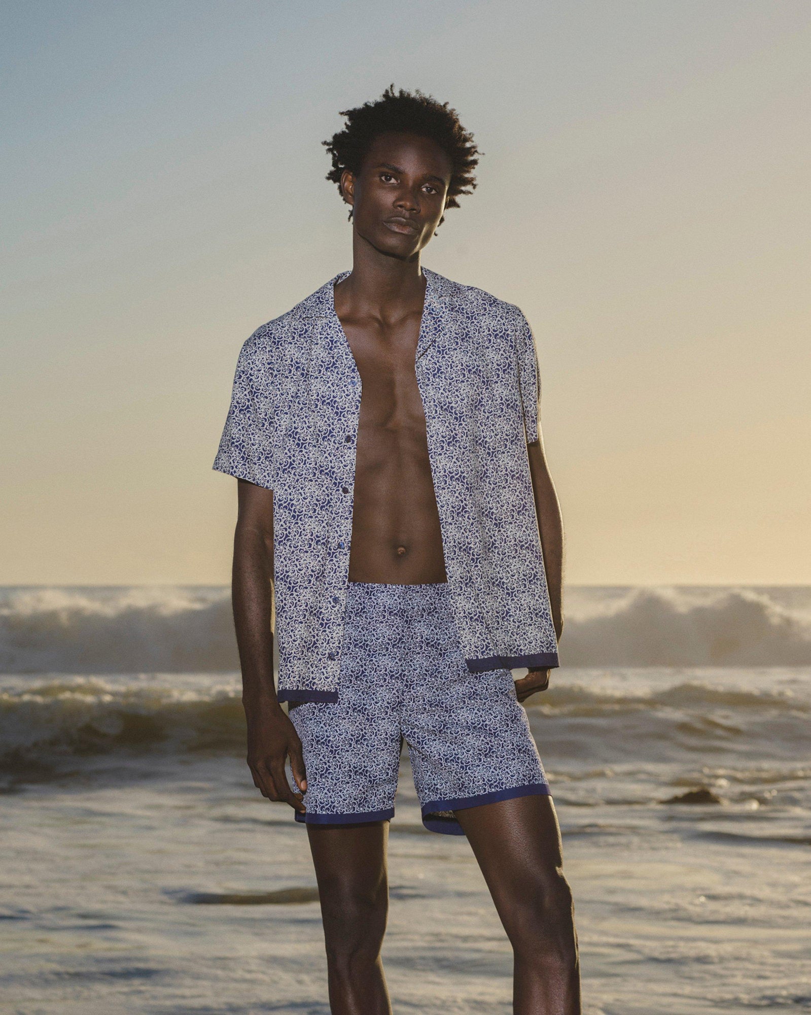 Bulldog Midnight Navy Floral Mid-Length Swim Shorts | Midnight Navy