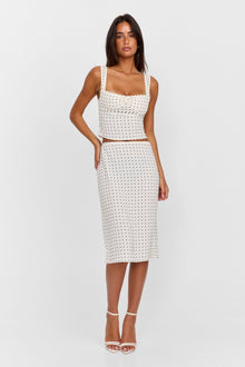 Lottie Midi Skirt | White Polkadot