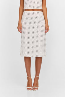 Lottie Midi Skirt | White Polkadot