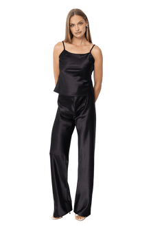 Olivette Satin Pants - Black - Self - Adore