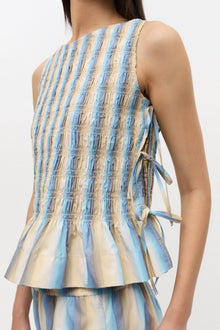 Ombre Striped Smock Tie Top | Multicolour
