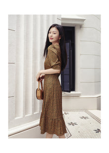 One-Piece Tea-Length Dress | Brown