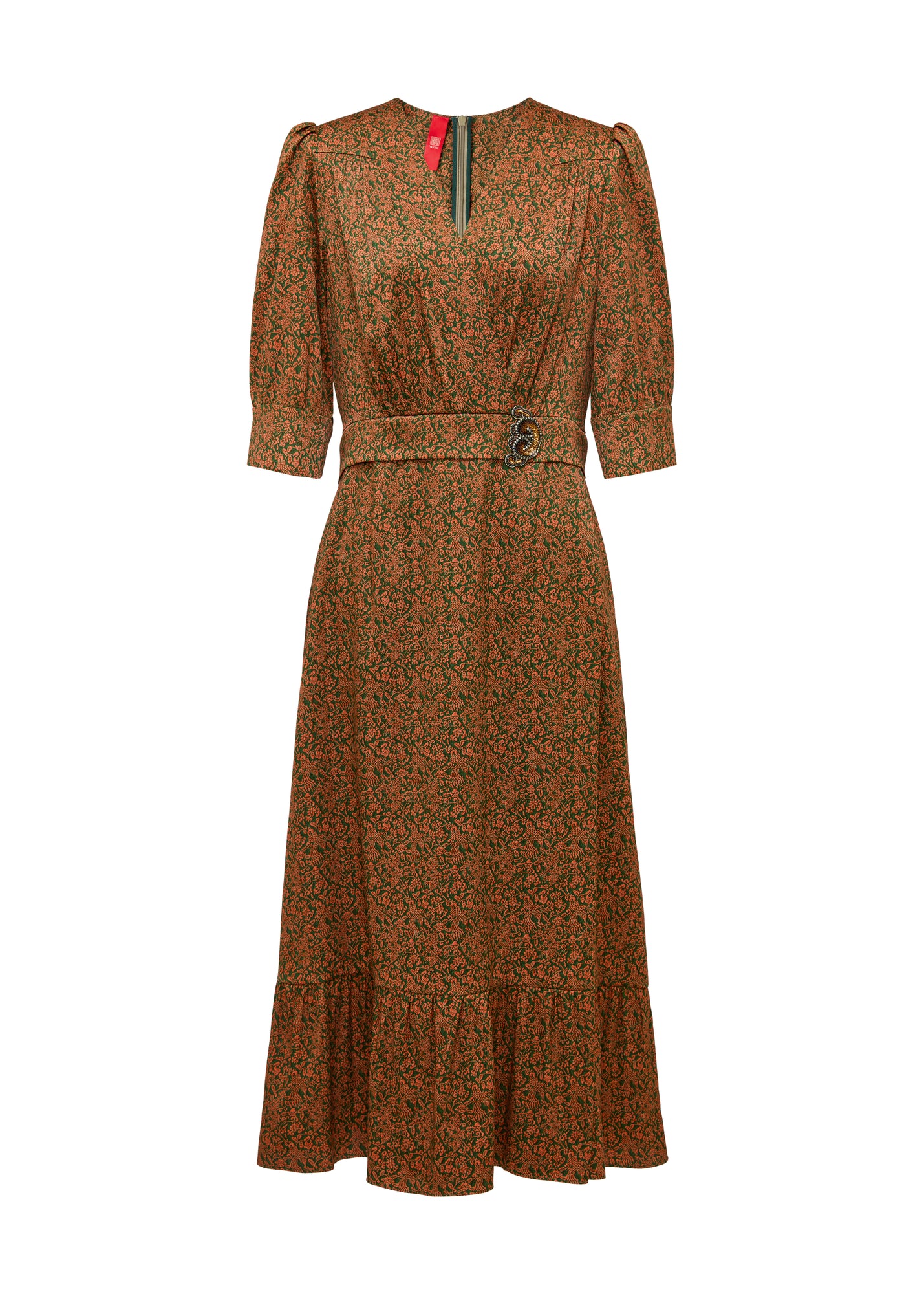 One-Piece Tea-Length Dress | Brown