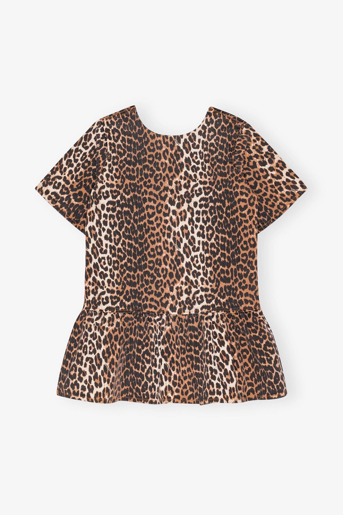 Open back Mini Denim Dress | Leopard