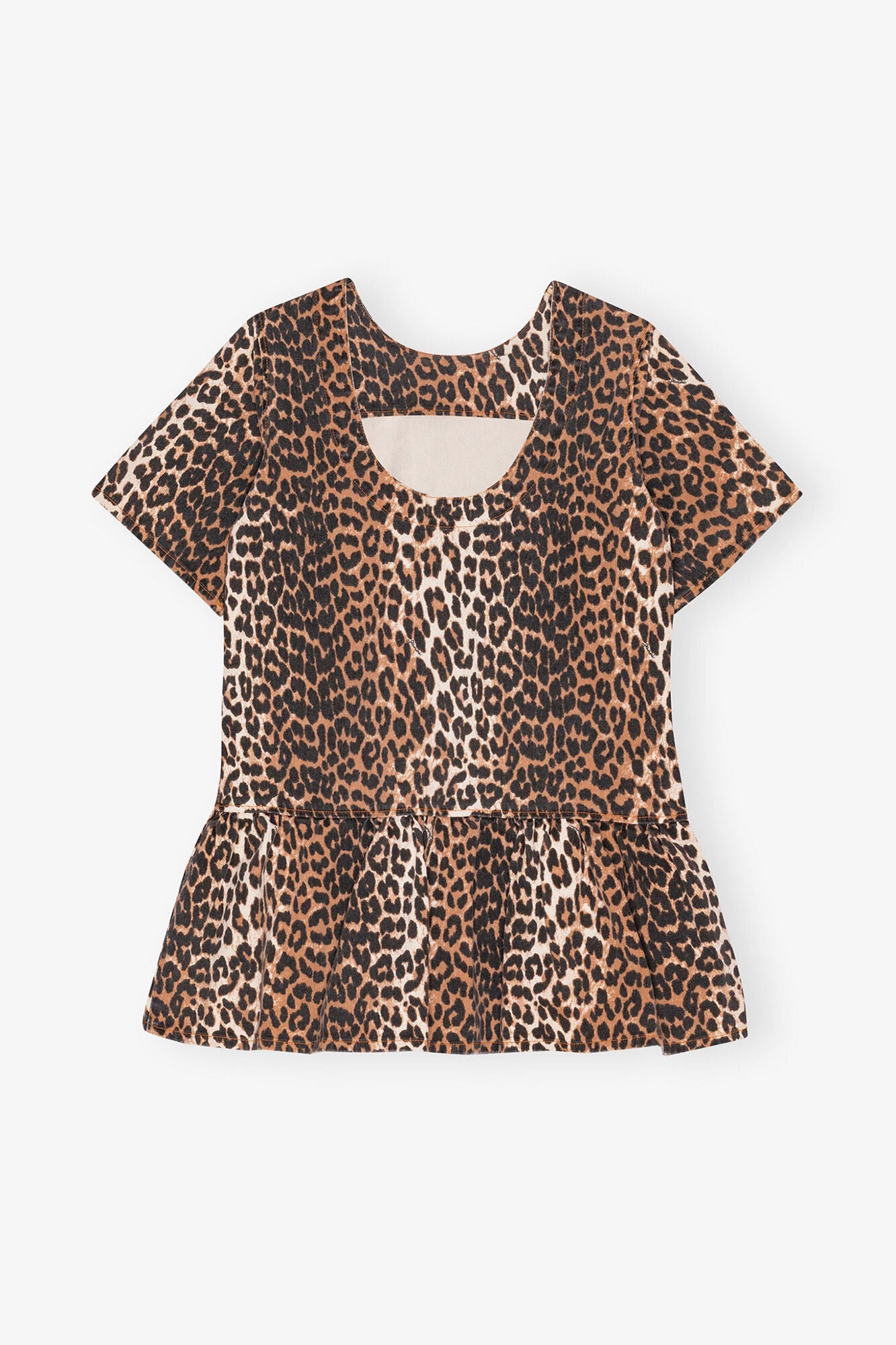 Open back Mini Denim Dress | Leopard