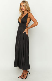 Ophelia Satin Maxi Dress | Black