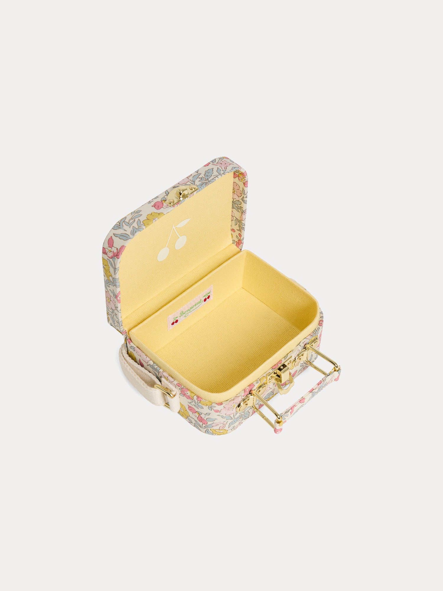 Girl | Aimane Mini Suitcase Shoulder Bag With A Pink Floral Print | Pink Flowers
