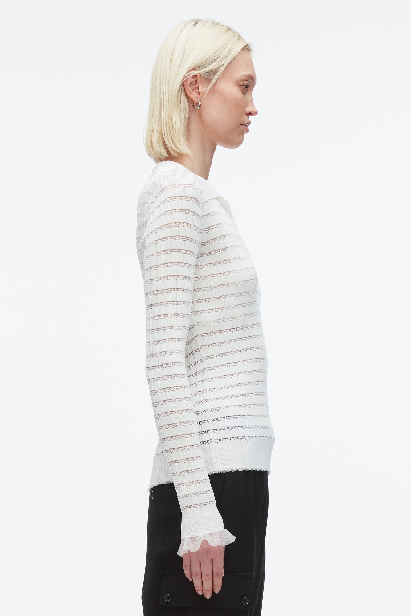 Shadow Stripe Pullover Polo | Ivory