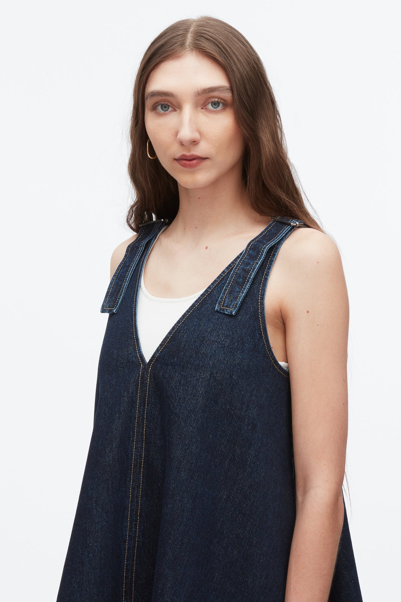 Denim Trapeze Mini Dress | Dark Indigo