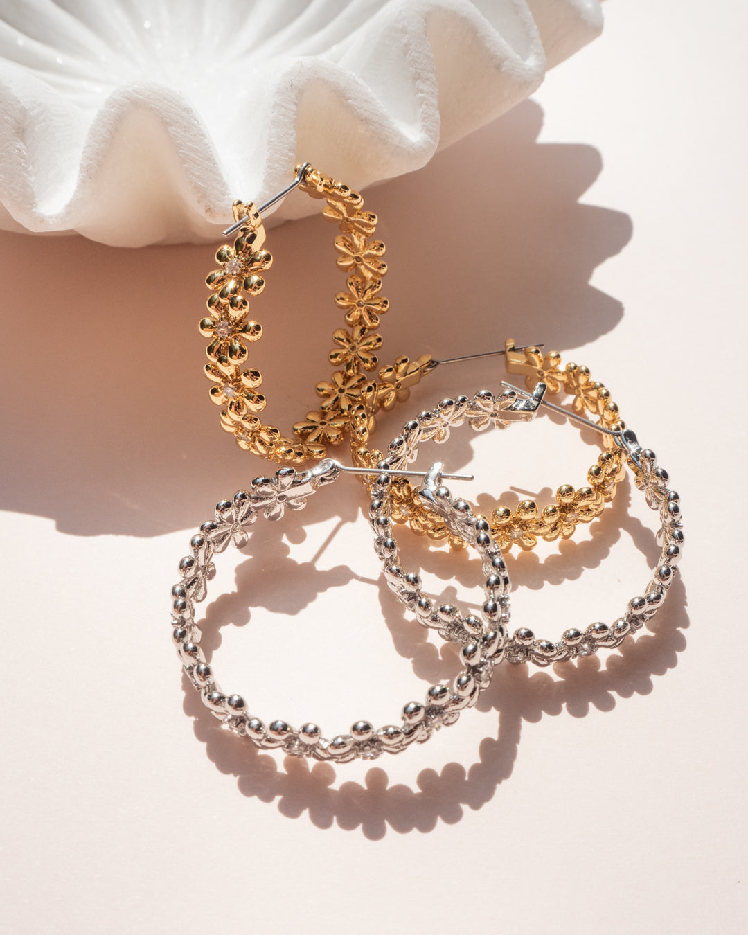 Daisy Chain Hoops - Gold | Plated Gold