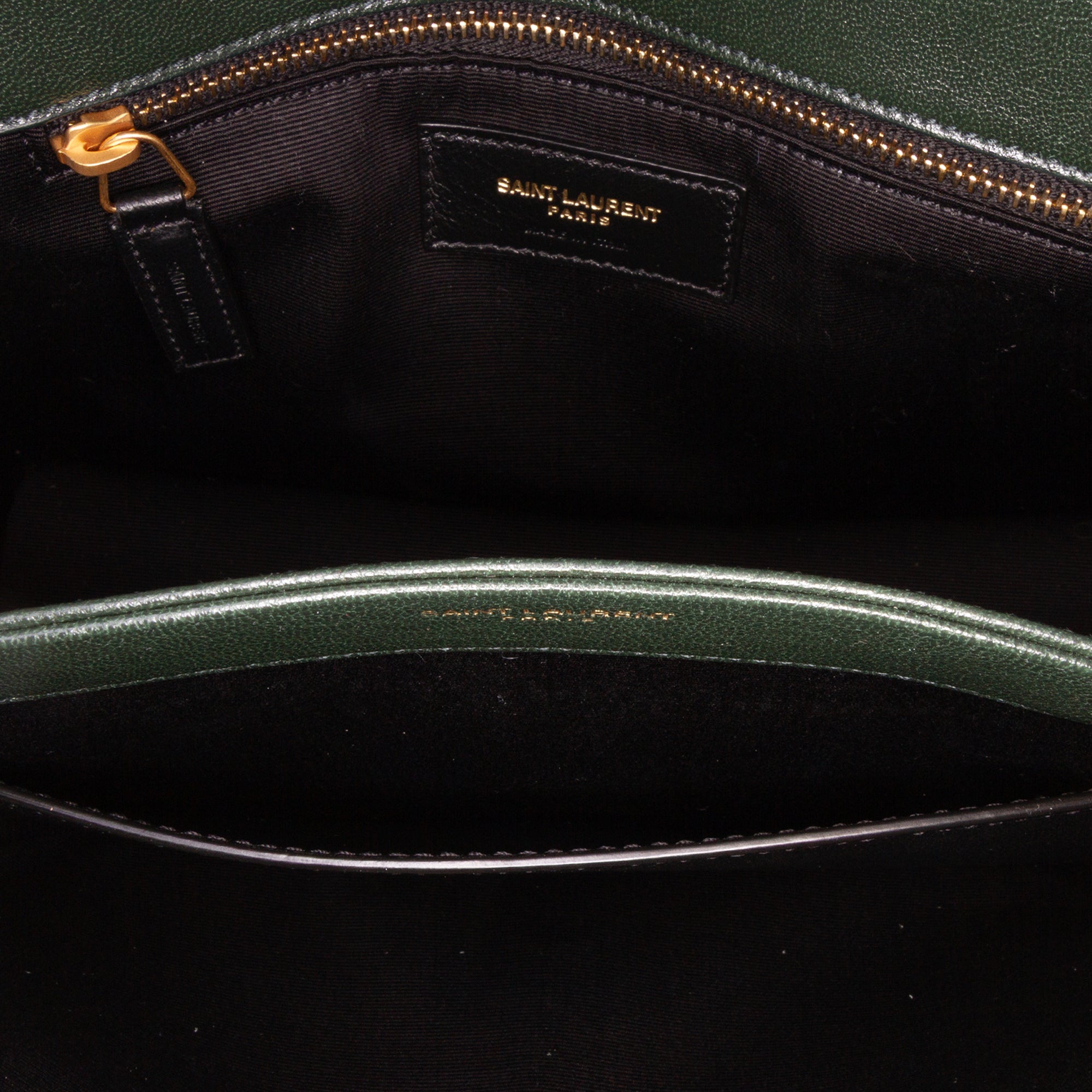 Saint Laurent | Pre-Owned Small Quilted Lambskin Becky Chain Shoulder Bag | Green/Dark Green