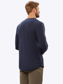 AO Long Sleeve Henley Curve-Hem | Pacific Blue Signature-fit PYCA Pro