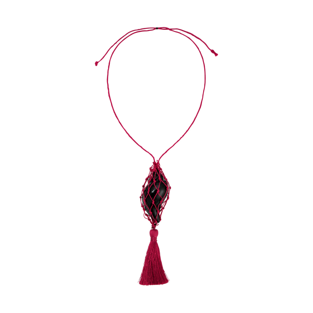 Sterling Necklace | Black Enamel
