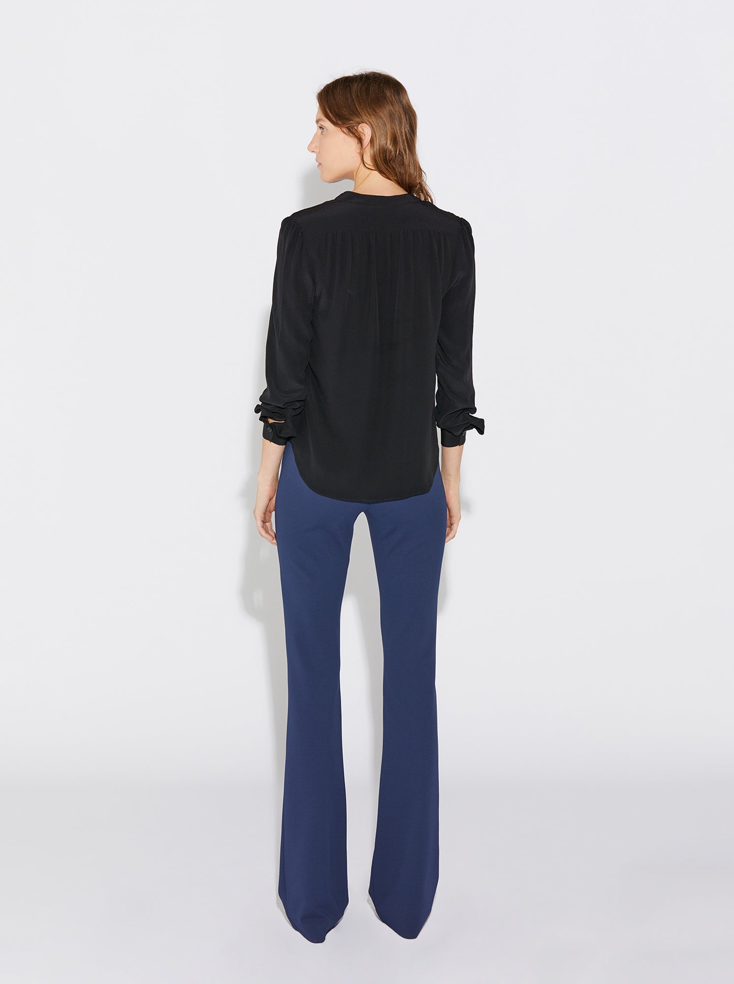 Olympia Silk Crewneck Top  | Black