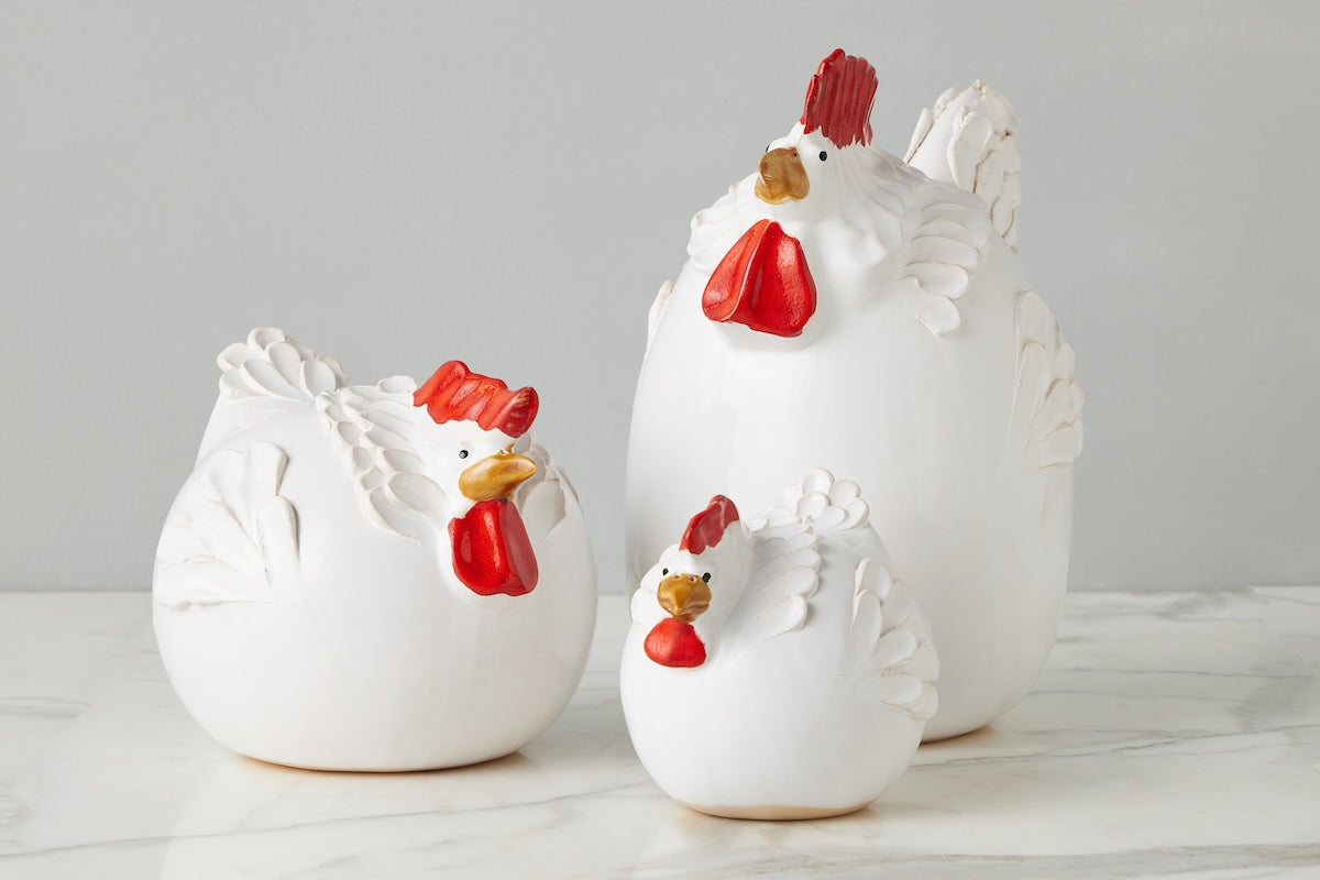 Ceramic Country French Rooster | White | Large