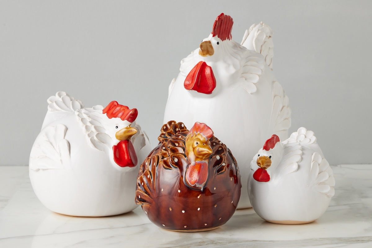 Ceramic Country French Hen | White | Large