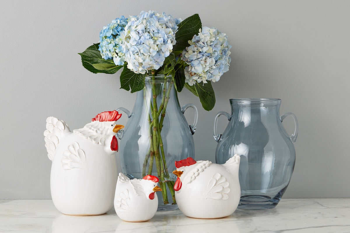 Ceramic Country French Hen | White | Large