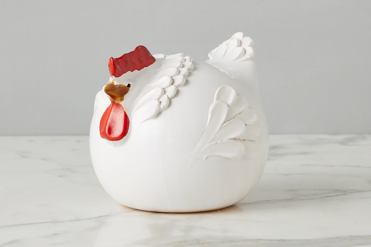 Ceramic Country French Hen | White | Large