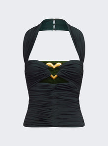 Women | AREA | Heart Ruched Halter Top | Green