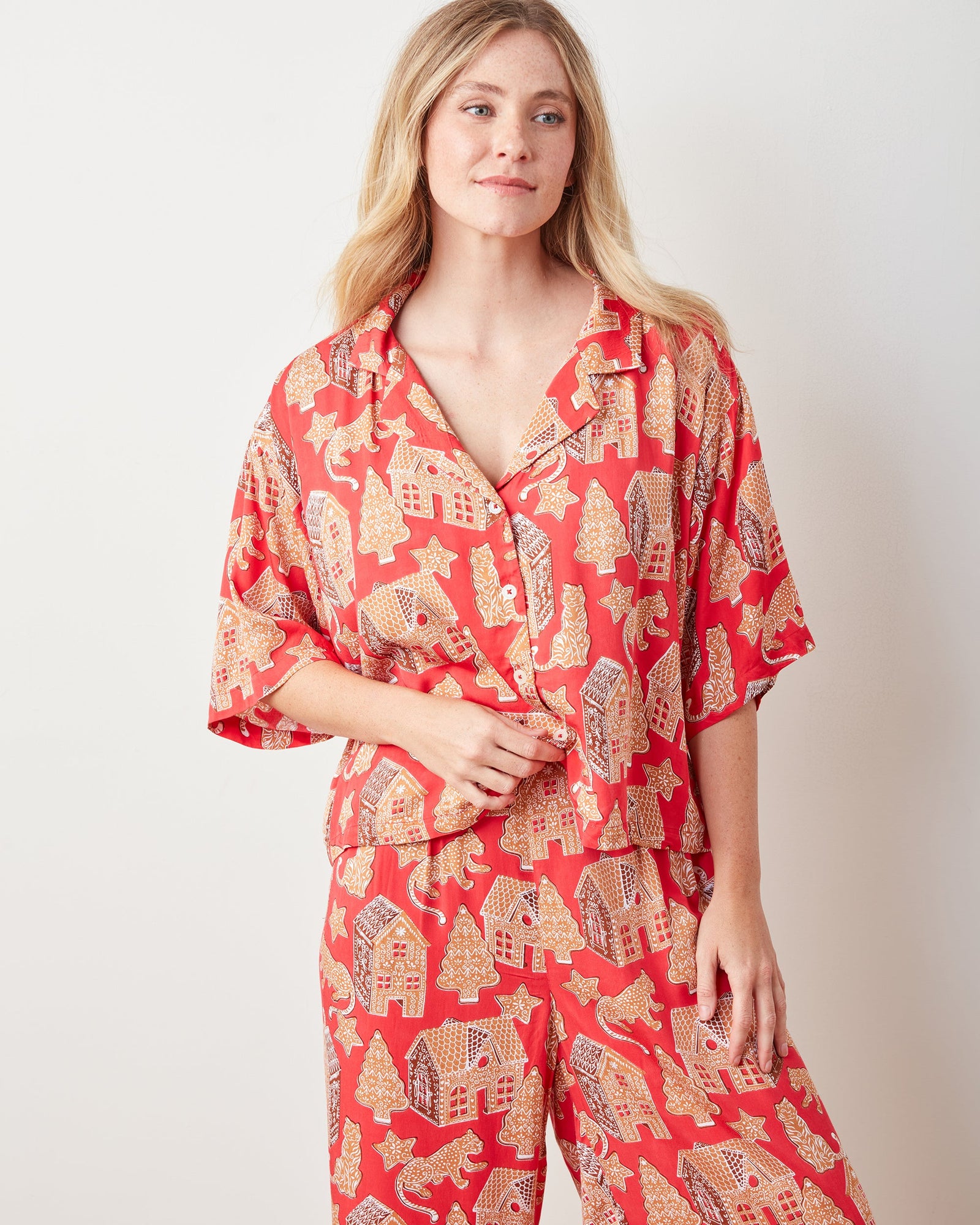 Gingerbread Party - Petite Eco Satin Wildest Dreams Set - Ruby - Printfresh