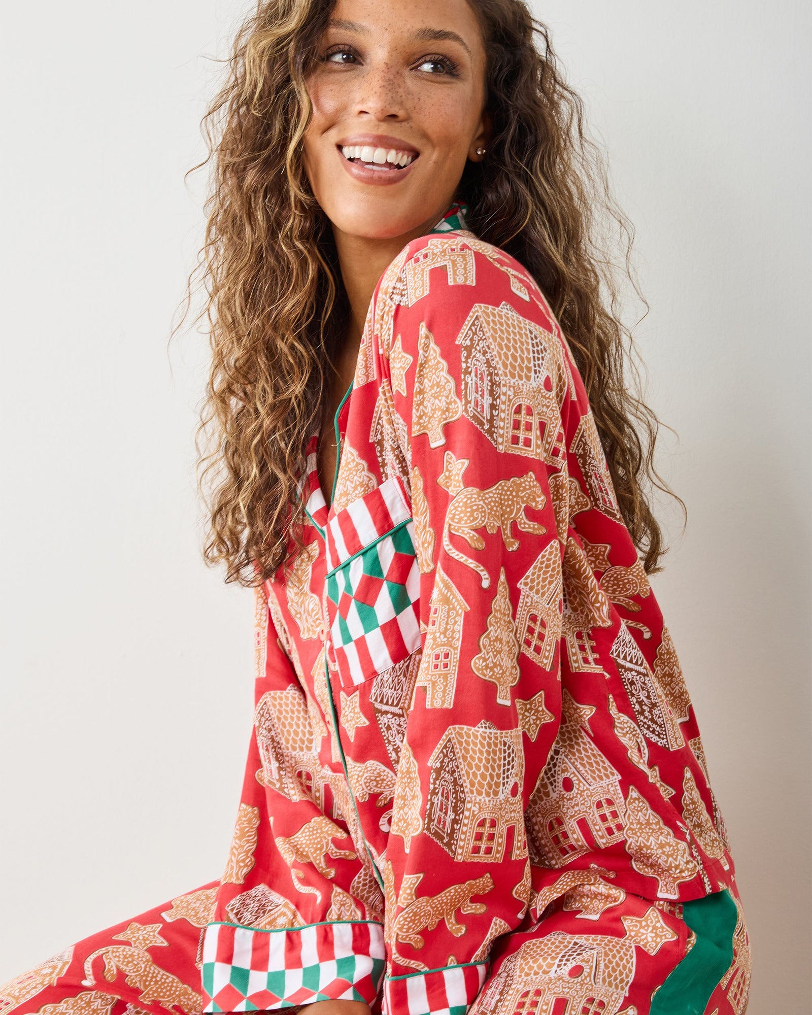 Gingerbread Party - Petite Eco Satin Rittenhouse Set - Ruby - Printfresh