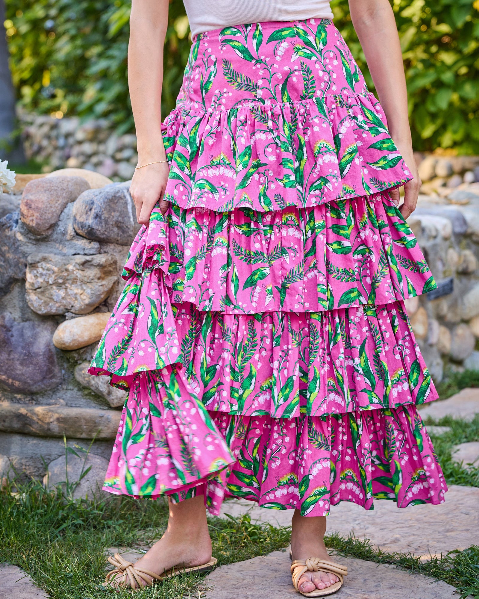 Lily Of the Valley - Terrace Skirt - Pink - Printfresh